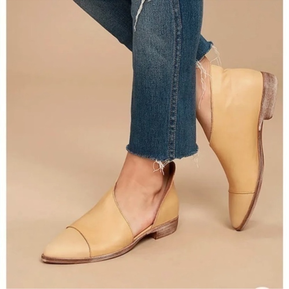 Free People Royale D'Orsay Flats Royale Brown Leather Pointed Toe Slip On